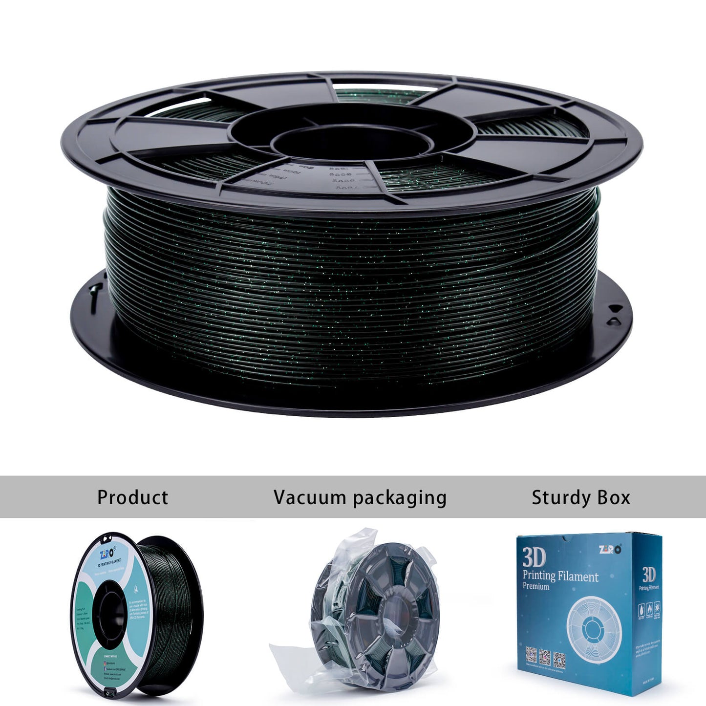 ZIRO Glitter Twinkling PLA Filament 1.75mm, Blackish Green