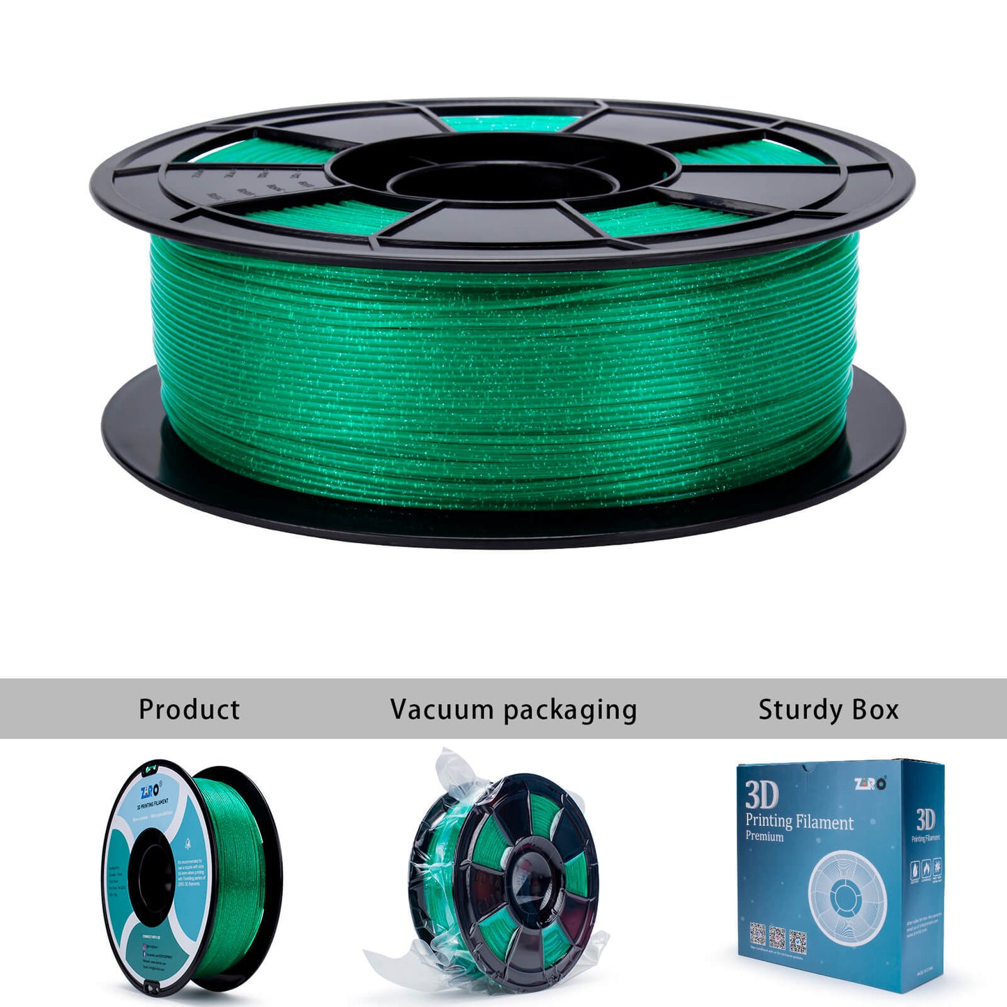 ZIRO Glitter Twinkling PLA Filament 1.75mm, Green