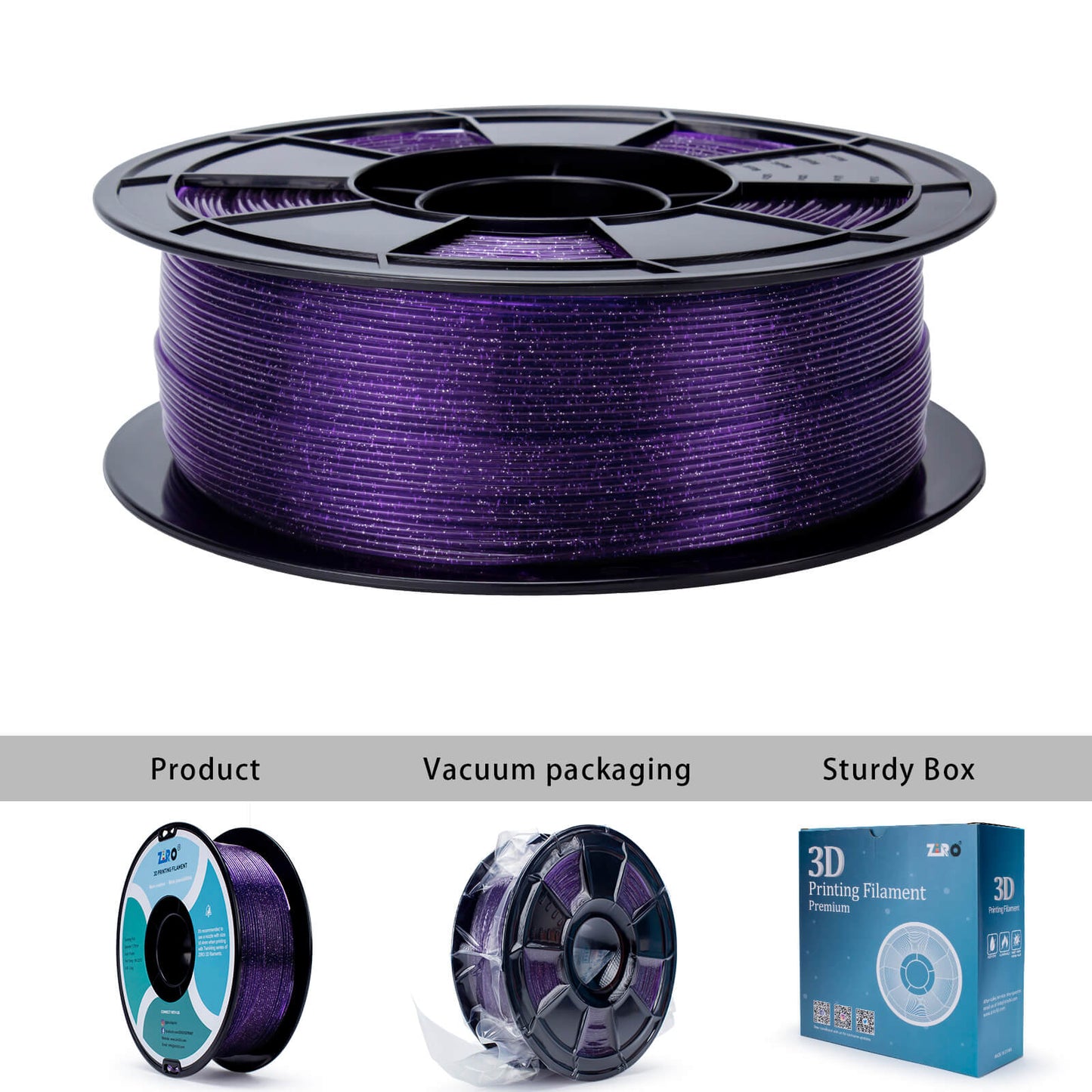 ZIRO Glitter Twinkling PLA Filament 1.75mm, Purple