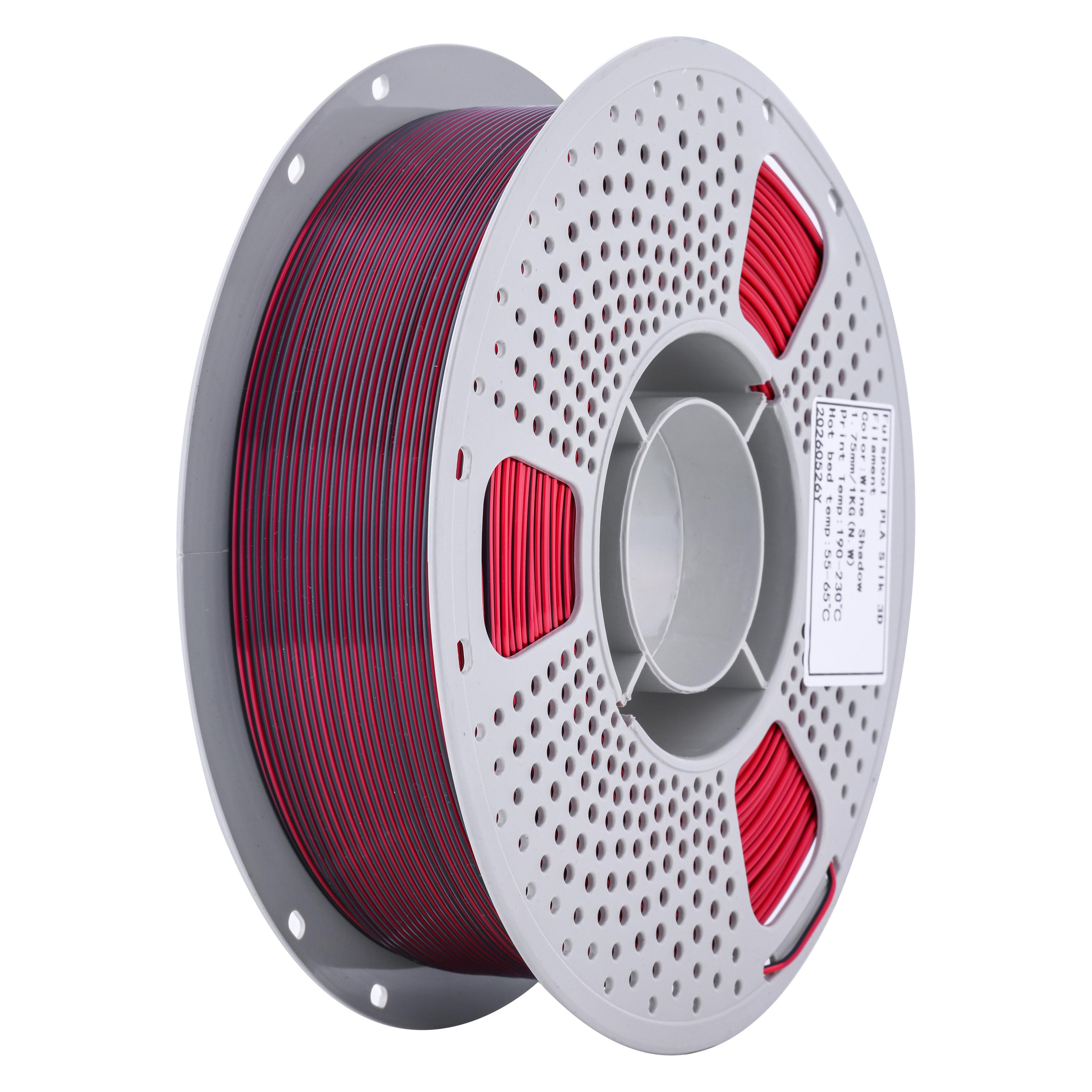 Fulspool Silk Two Tone PLA Filament 1.75mm, WINE SHADOW