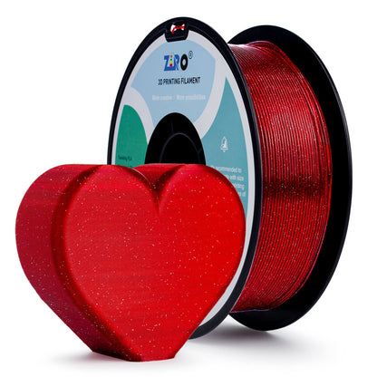 ZIRO Glitter Twinkling PLA Filament 1.75mm, Red