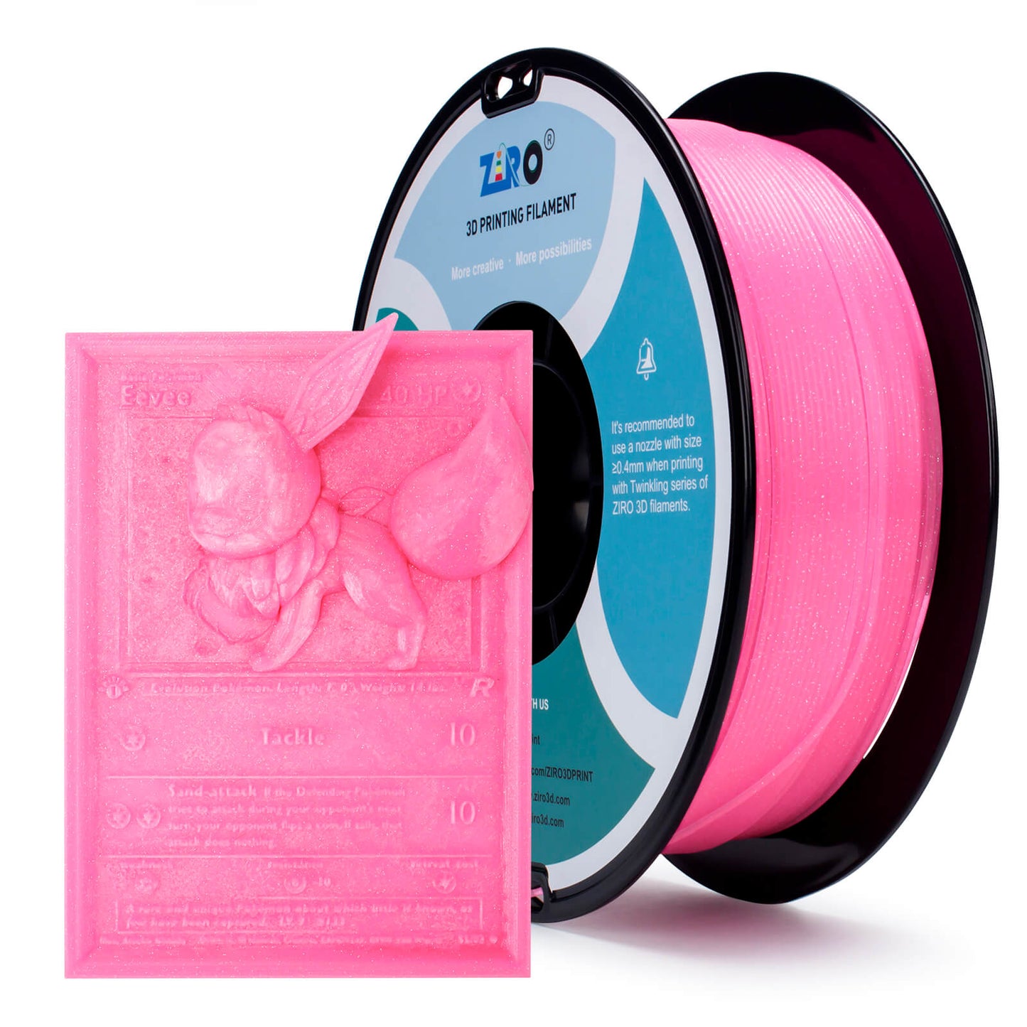 ZIRO Glitter Twinkling PLA Filament 1.75mm, Pink