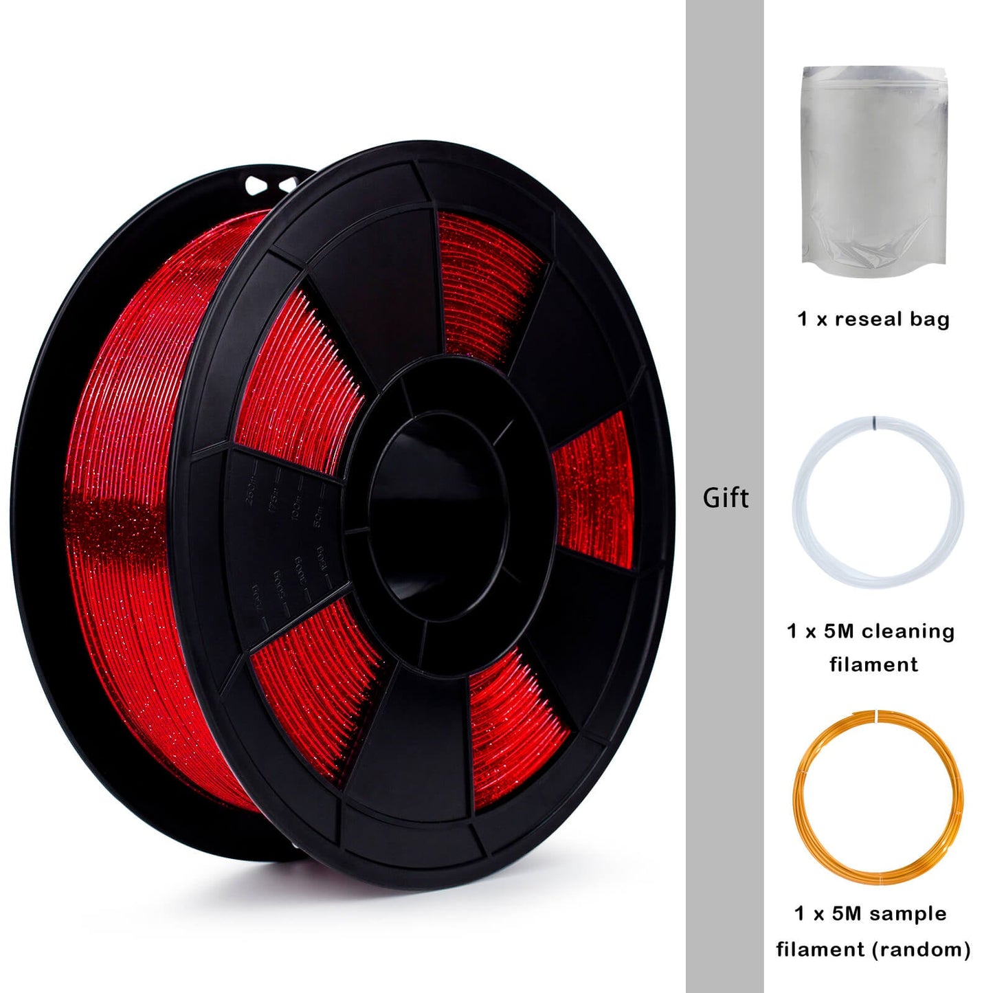 ZIRO Glitter Twinkling PLA Filament 1.75mm, Red