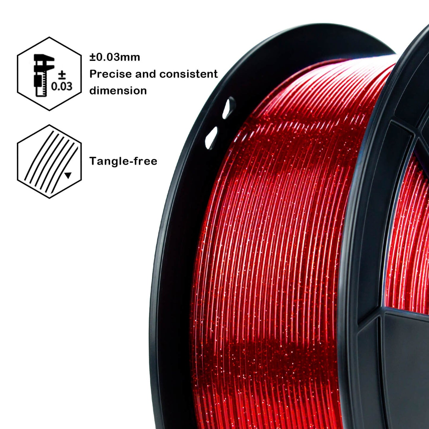 ZIRO Glitter Twinkling PLA Filament 1.75mm, Red