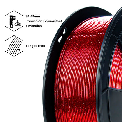 ZIRO Glitter Twinkling PLA Filament 1.75mm, Red