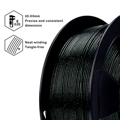 ZIRO Glitter Twinkling PLA Filament 1.75mm, Blackish Green
