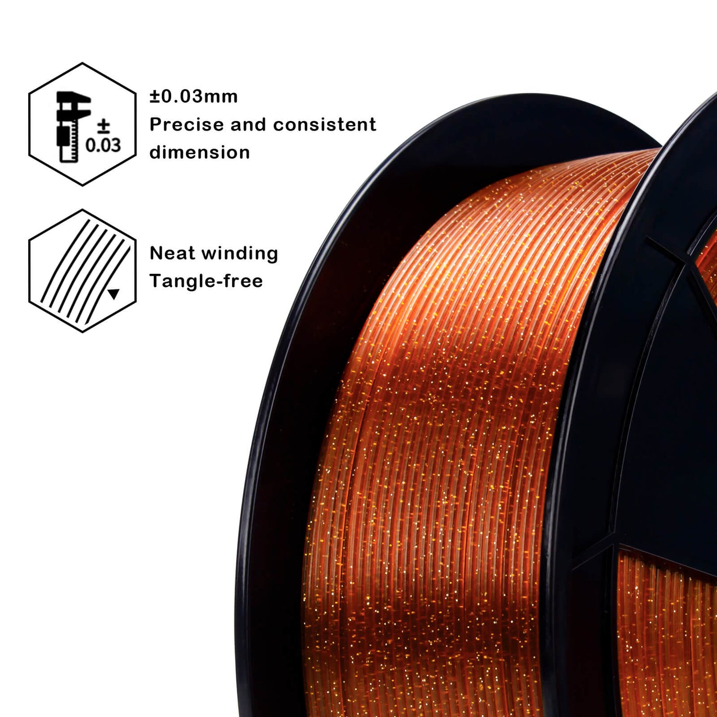 ZIRO Glitter Twinkling PLA Filament 1.75mm, Caramel