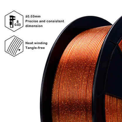 ZIRO Glitter Twinkling PLA Filament 1.75mm, Caramel