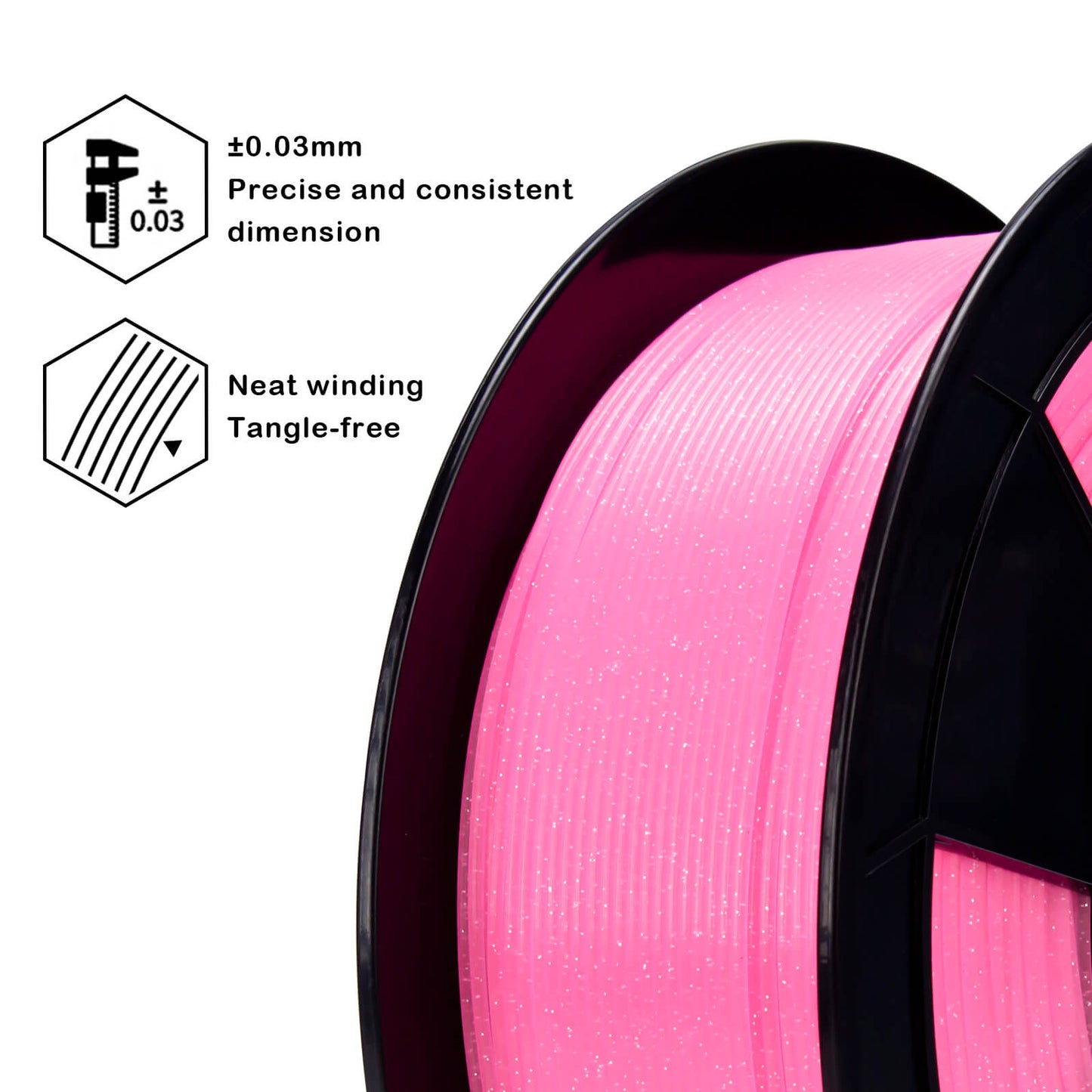 ZIRO Glitter Twinkling PLA Filament 1.75mm, Pink