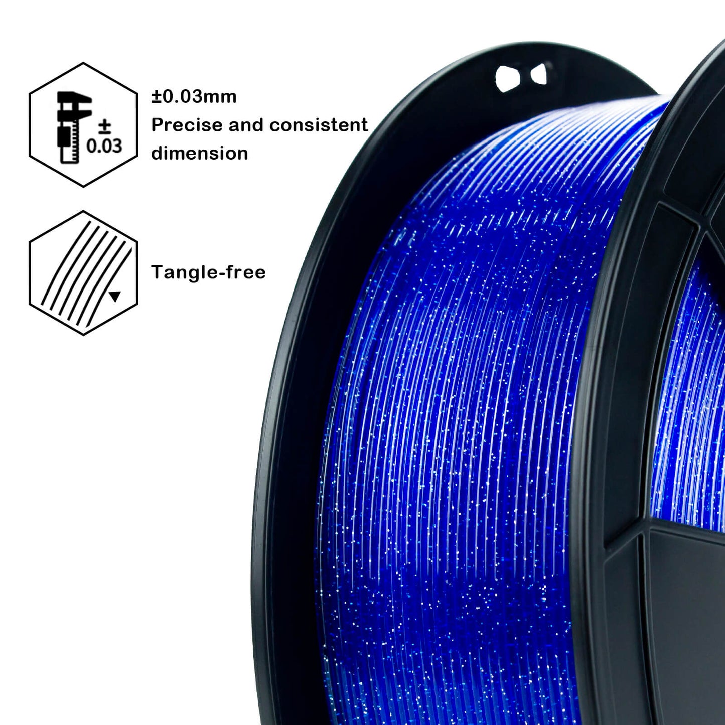 ZIRO Glitter Twinkling PLA Filament 1.75mm, Blue