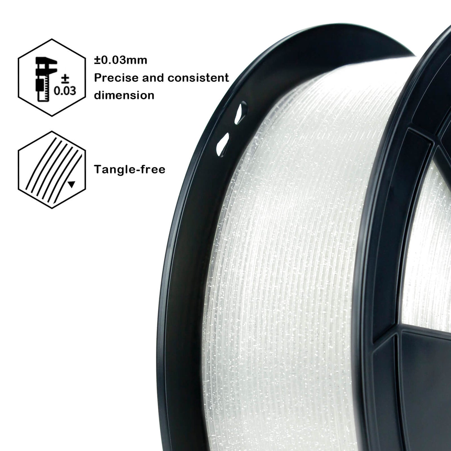 ZIRO Glitter Twinkling PLA Filament 1.75mm, Transparent