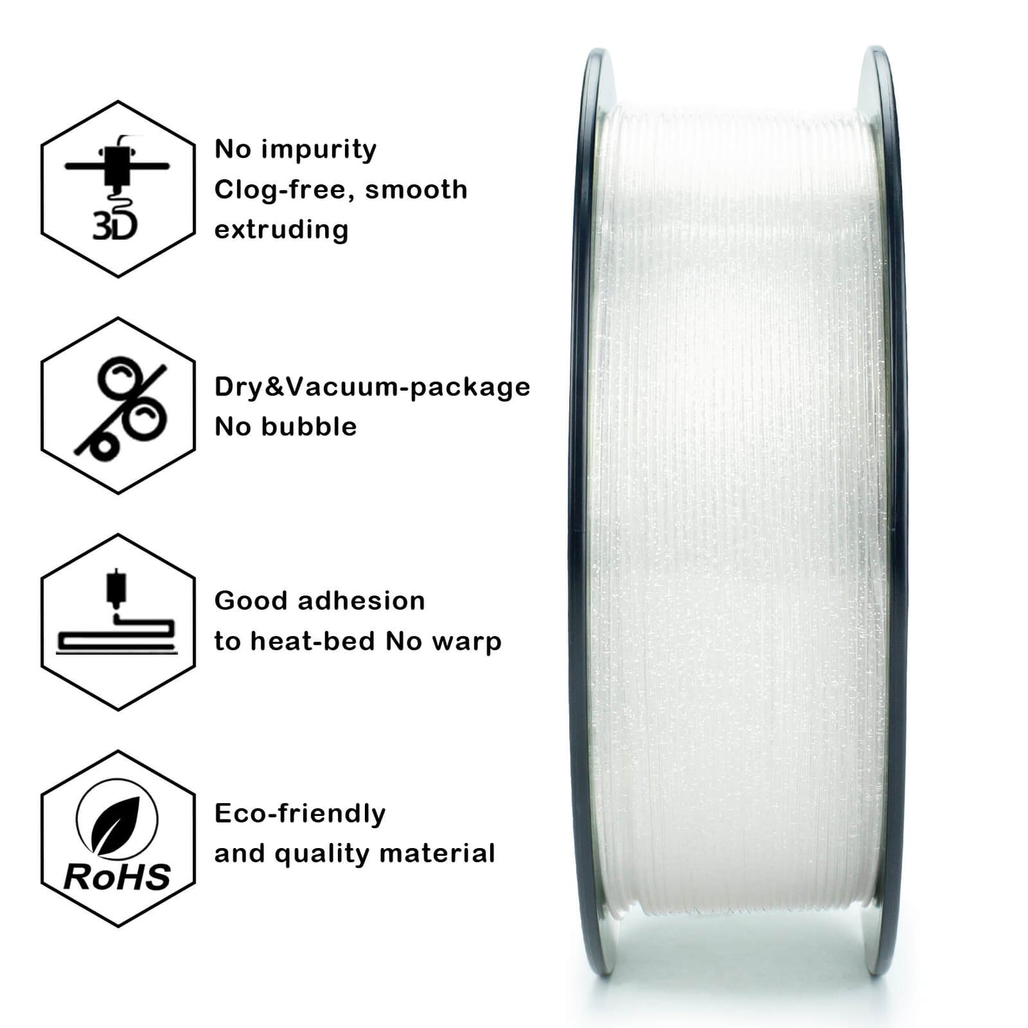 ZIRO Glitter Twinkling PLA Filament 1.75mm, Transparent