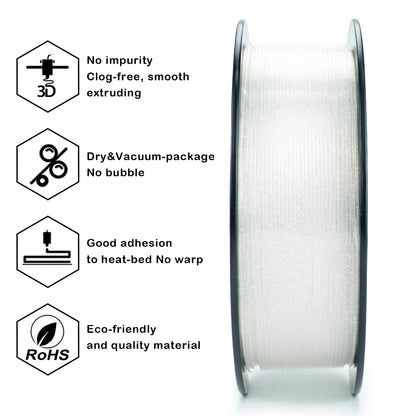 ZIRO Glitter Twinkling PLA Filament 1.75mm, Transparent