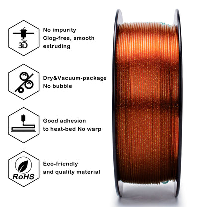 ZIRO Glitter Twinkling PLA Filament 1.75mm, Caramel