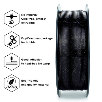 ZIRO Glitter Twinkling PLA Filament 1.75mm, Black