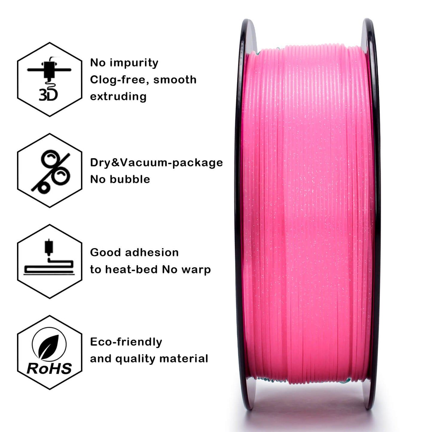 ZIRO Glitter Twinkling PLA Filament 1.75mm, Pink