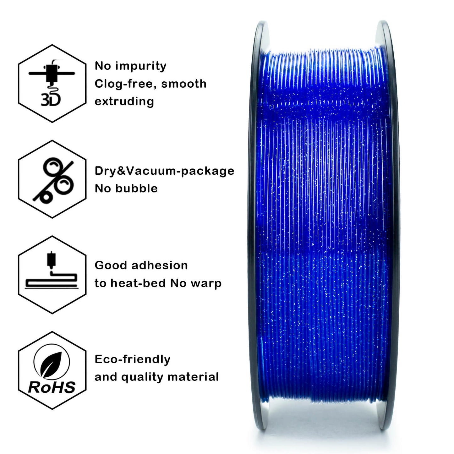 ZIRO Glitter Twinkling PLA Filament 1.75mm, Blue