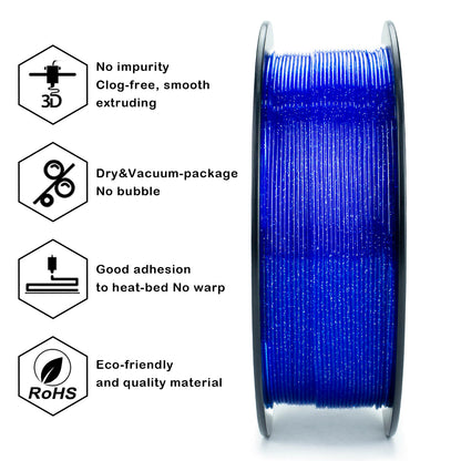 ZIRO Glitter Twinkling PLA Filament 1.75mm, Blue