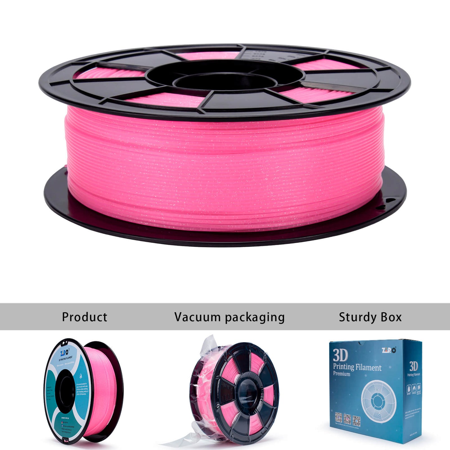 ZIRO Glitter Twinkling PLA Filament 1.75mm, Pink