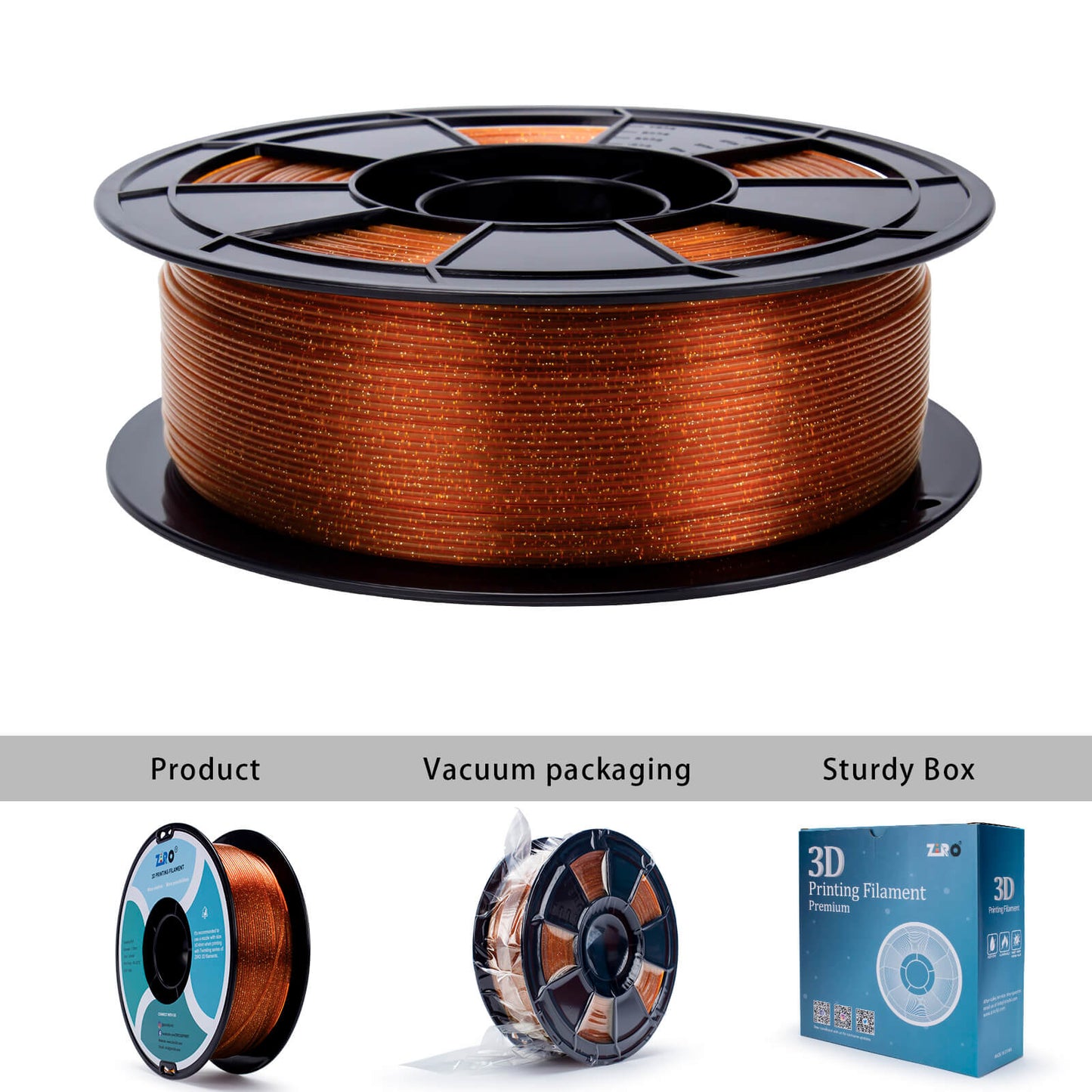 ZIRO Glitter Twinkling PLA Filament 1.75mm, Caramel