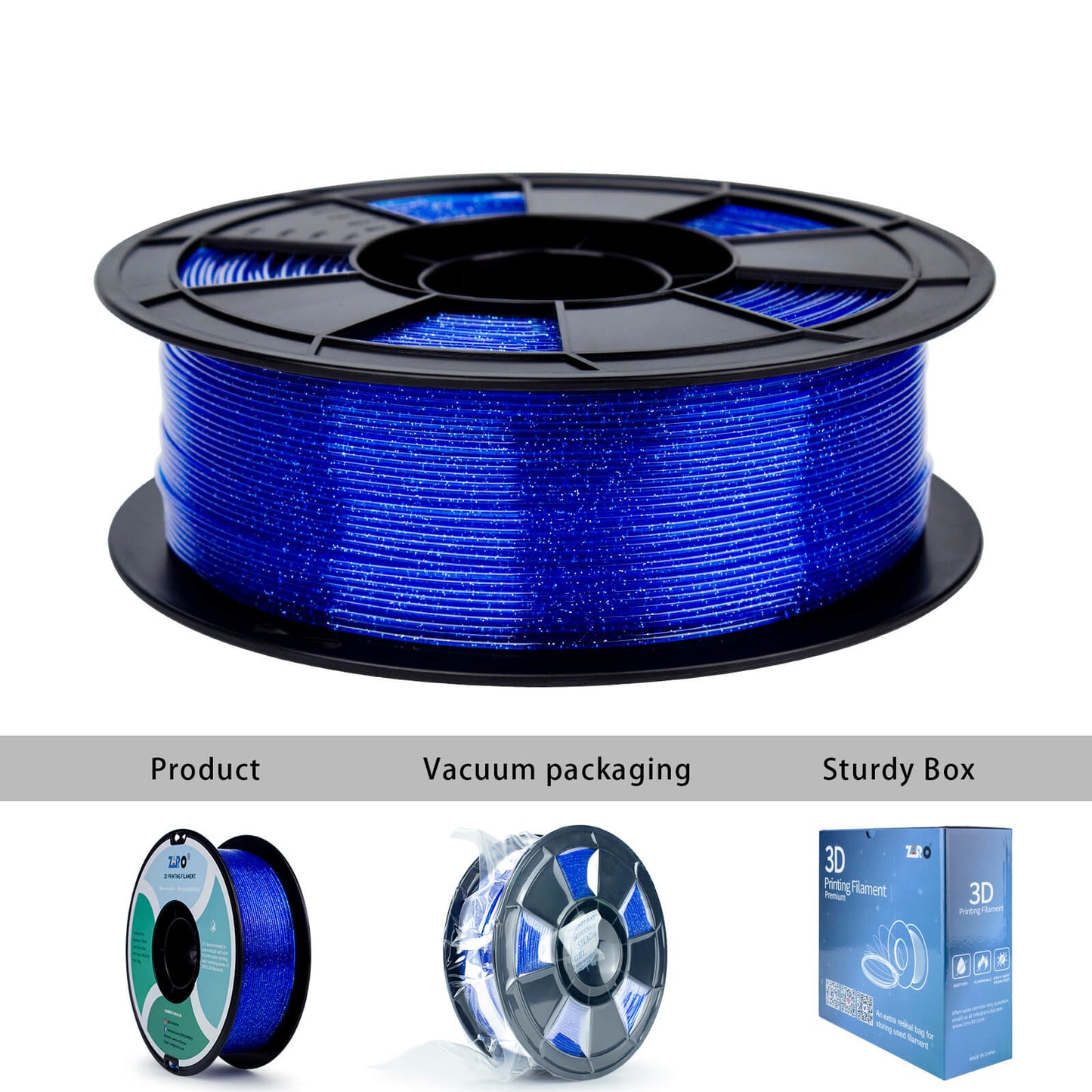 ZIRO Glitter Twinkling PLA Filament 1.75mm, Blue
