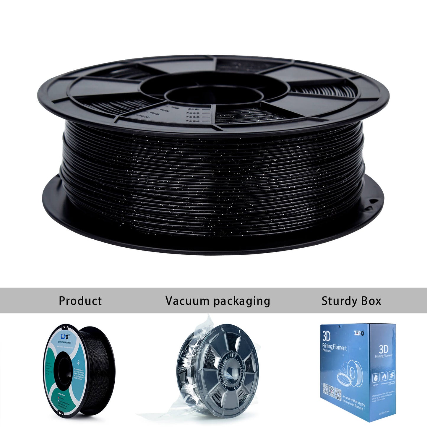 ZIRO Glitter Twinkling PLA Filament 1.75mm, Black