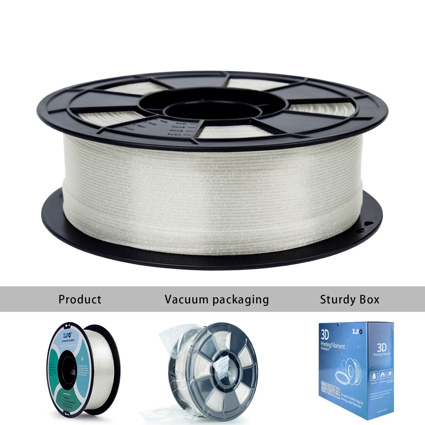 ZIRO Glitter Twinkling PLA Filament 1.75mm, Transparent