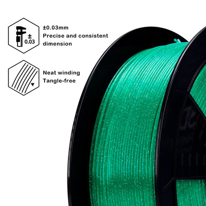 ZIRO Glitter Twinkling PLA Filament 1.75mm, Green