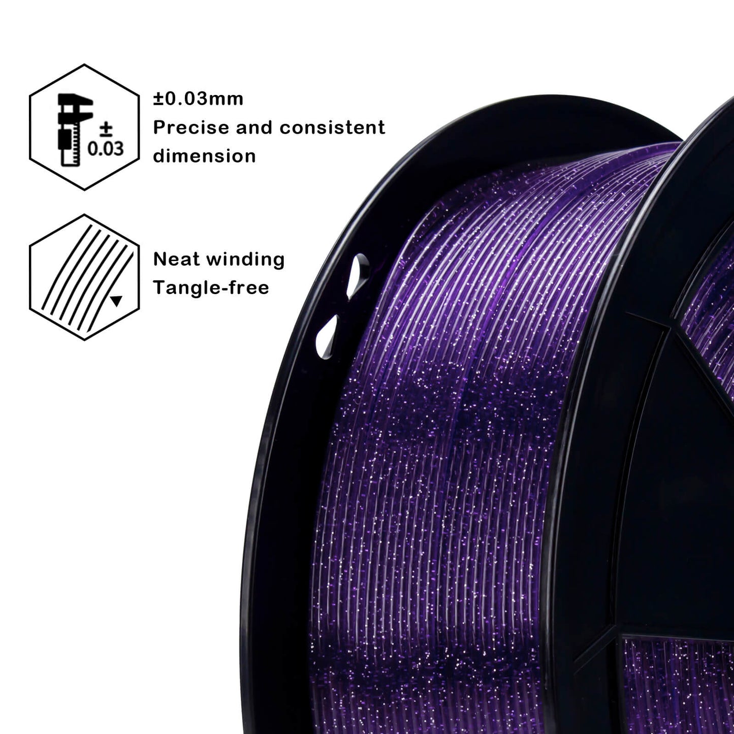 ZIRO Glitter Twinkling PLA Filament 1.75mm, Purple