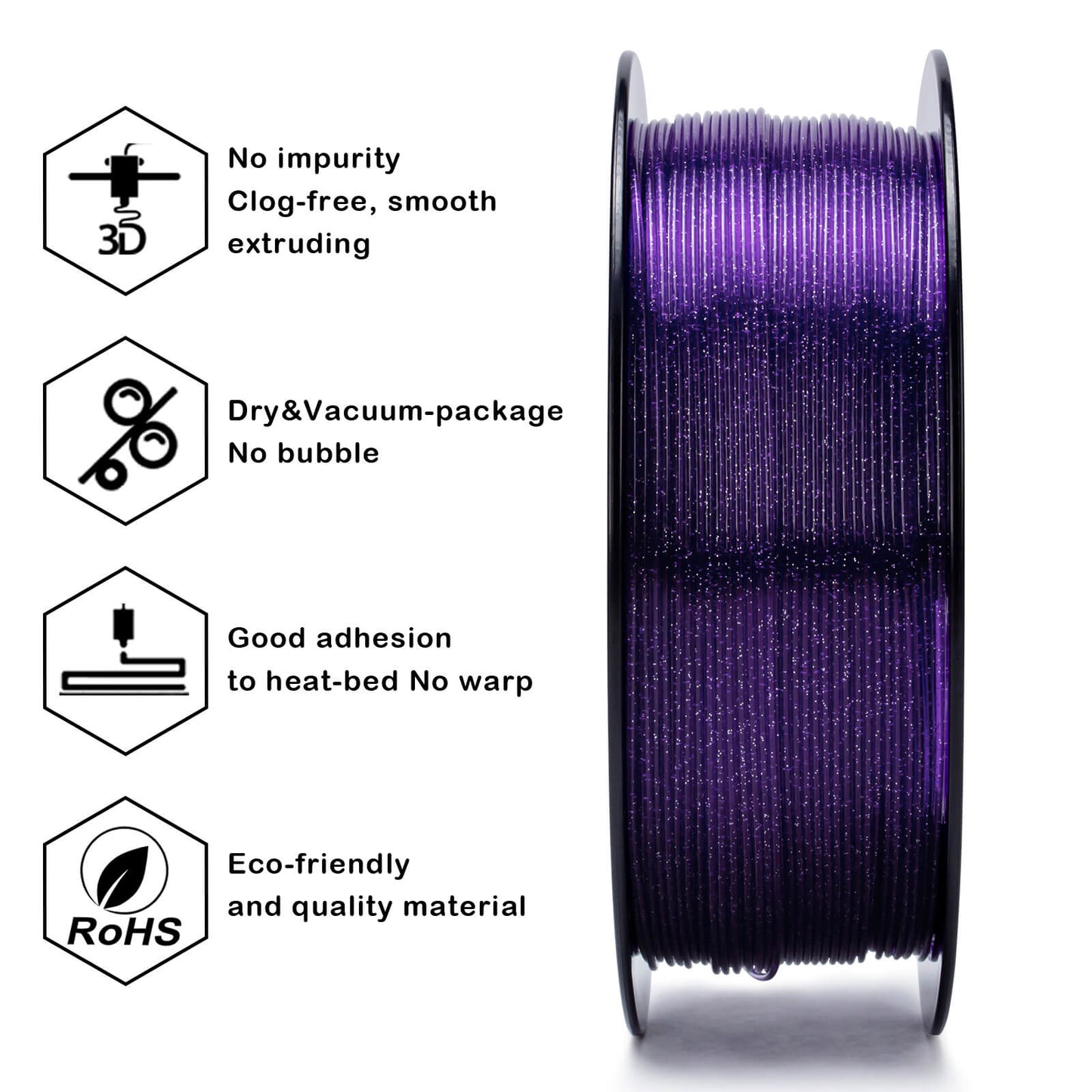 ZIRO Glitter Twinkling PLA Filament 1.75mm, Purple