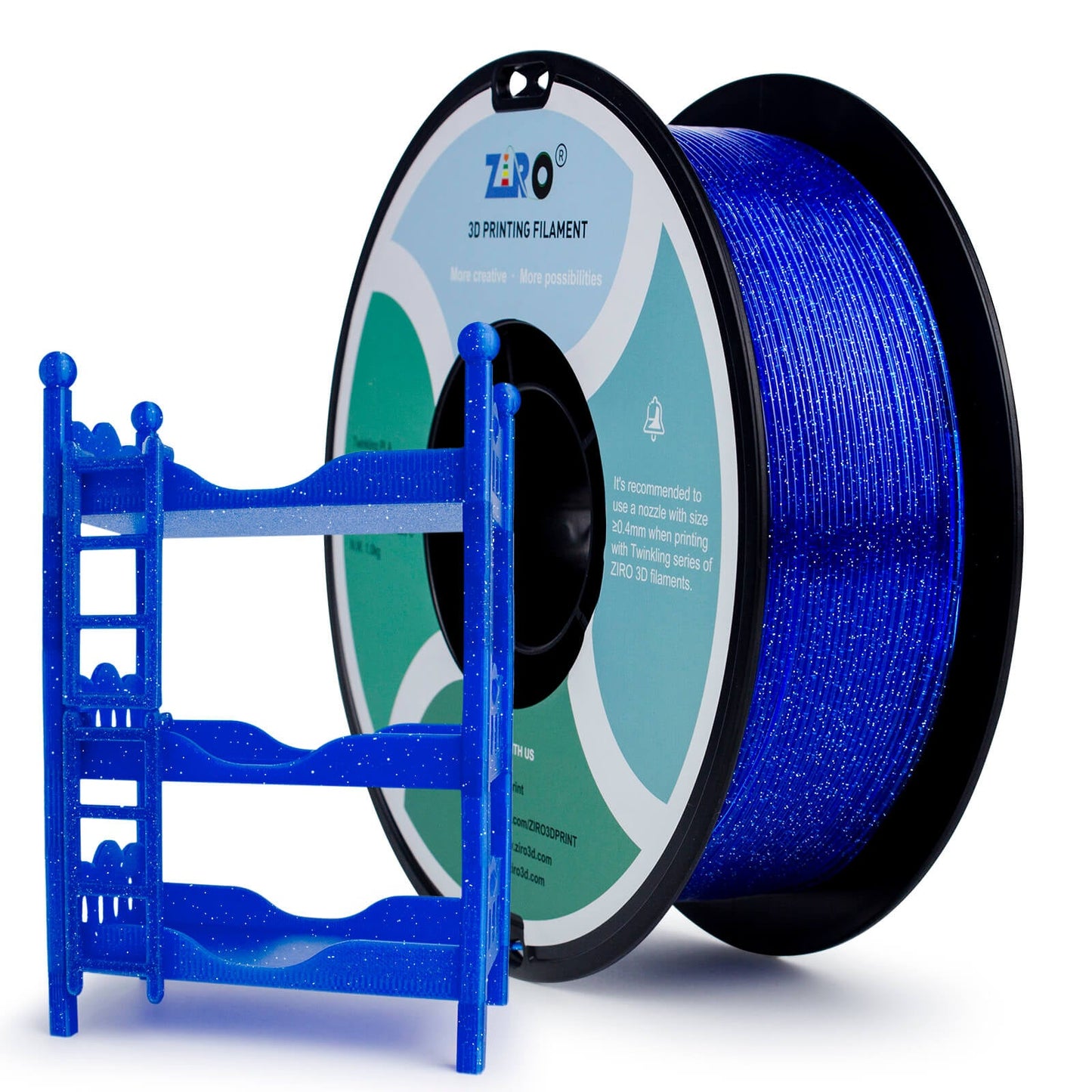 ZIRO Glitter Twinkling PLA Filament 1.75mm, Blue